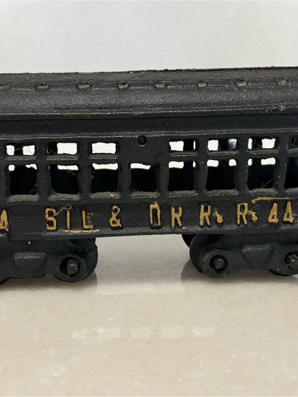 Vintage Cast Iron Train Car - Black with Gold Lettering